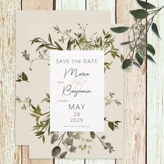 Reserve A Data Delicate Boho Greenery Wedding (Criador carregado)