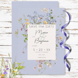 Reserve A Data Delicate Boho Wildflower Periwinkle Wedding