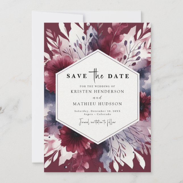 Reserve A Data Delicate Burgundy Wedding (Frente)