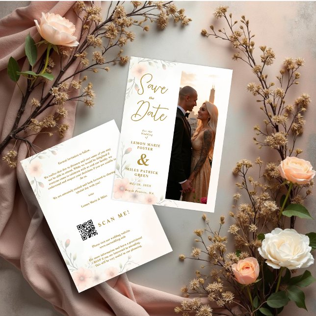 Reserve A Data Delicate & Exquisite Romantic Pastel Wedding (Delicate & Exquisite Romantic Pastel Colors Wedding Save the Date Cards with Original Vertical Photo)