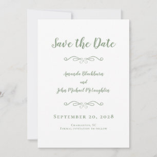 Reserve A Data Delicate Sage Green Script Caligrafia Romântica