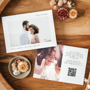 Reserve A Data Desejos Simples   Código QR de Casamento de Foto