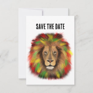 Reserve A Data Desenho da cabeça de leão Rasta vermelho amarelo v