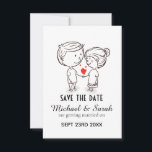 Reserve A Data Desenho de Casal bonito Salvar o Casamento de Data<br><div class="desc">Cute-se salve a nota de data com casal ilustrado apaixonado.</div>