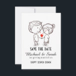 Reserve A Data Desenho de Casal bonito Salvar o Casamento de Data<br><div class="desc">Cute-se salve a nota de data com casal ilustrado apaixonado.</div>