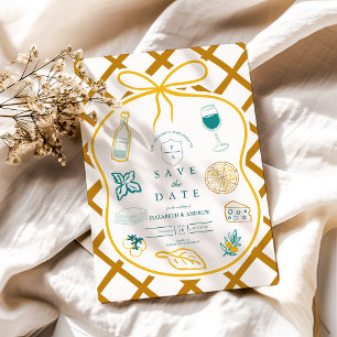 Reserve A Data Desenho de Casamento de Comida de alcatrão italian