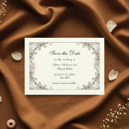 Reserve A Data Desenho de flores marfim casamento romântico