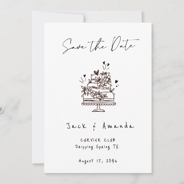 Reserve A Data Desenho manual de Script Simples Casamento salvar  (Frente)