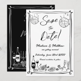 Reserve A Data Desenhos à Mão Casamento Rabiscos Excêntricos