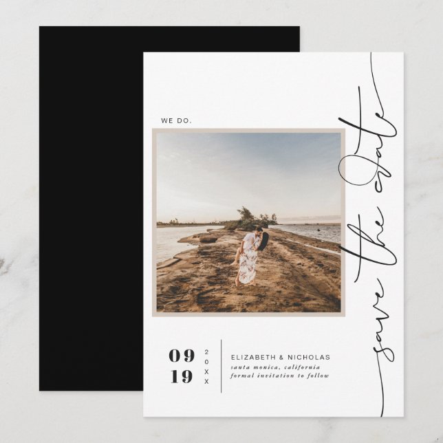 Reserve A Data Deserto Boho Moderno | Foto Quadrada Salvar a Data (Frente/Verso)