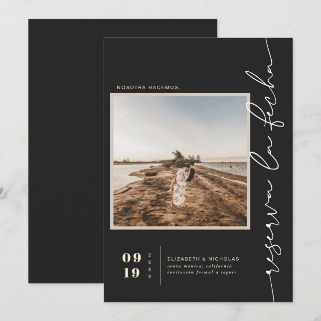 Reserve A Data Deserto de Boho Espanhol Moderno | Foto quadrada (Frente/Verso)