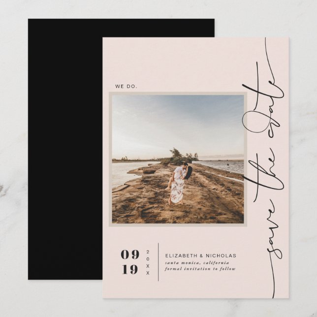 Reserve A Data Deserto de Modern Boho | Foto em quadrado Salvar a (Frente/Verso)