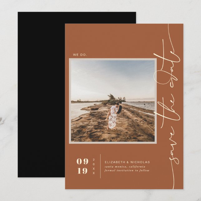 Reserve A Data Deserto de Modern Boho | Foto em quadrado Salvar a (Frente/Verso)