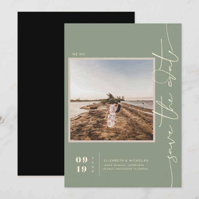 Reserve A Data Deserto de Modern Boho | Foto em quadrado Salvar a (Frente/Verso)