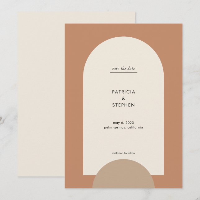 Reserve A Data Deserto do Arco Moderno de Boho, Terracotta Sand (Frente/Verso)