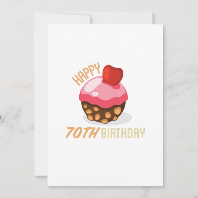Reserve A Data Design de aniversário de 70 bonitinho com bolo de  (Frente)
