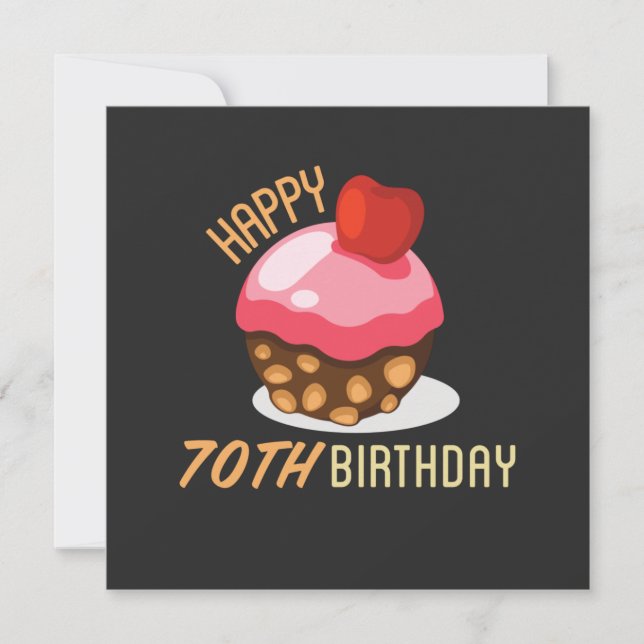 Reserve A Data Design de aniversário de 70 bonitinho com bolo de  (Frente)