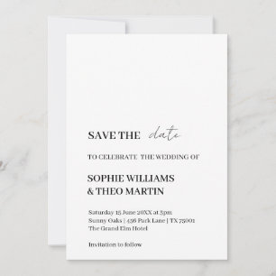 Reserve A Data Design de Casamento Minimalista Moderno e Limpo