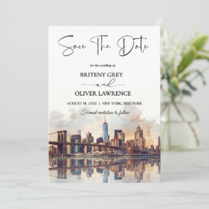 Reserve A Data Destino da Silhueta em Aquarela de Nova York