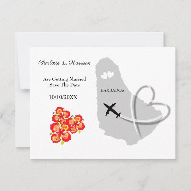 Reserve A Data Destino De Casamento De Barbados Salvar A Data (Frente)