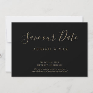 Reserve A Data Dia Elegante Preto Dourado Texto Glam Salve Nossa
