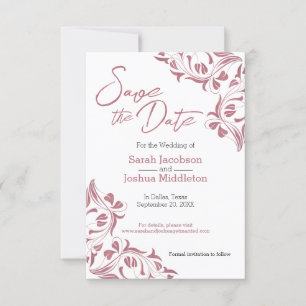 Reserve A Data Dia Moderno Rosa Dourado Floral Salvar a Data