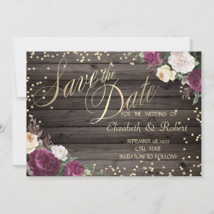 Reserve A Data Diamantes Dourados Flores Burgundy Madeira