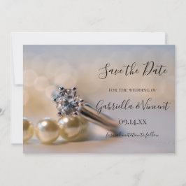 Reserve A Data Diamond Ring White Pearls Casamento Salve a Data
