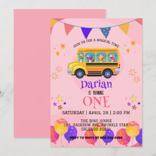 Reserve A Data Dinossauro engraçado de volta às garotas do ônibus