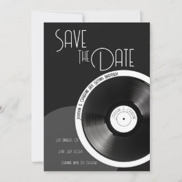 Reserve A Data Disco de Vinil Retro 70 Preto e Branco Minimal