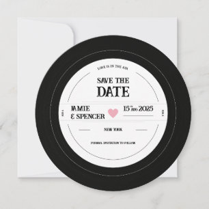 Reserve A Data Disco de Vinil Retro Único Casamento Salve a Data
