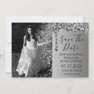 Reserve A Data Disjuntor de Foto Silver Sparkle Drives Quinceaner