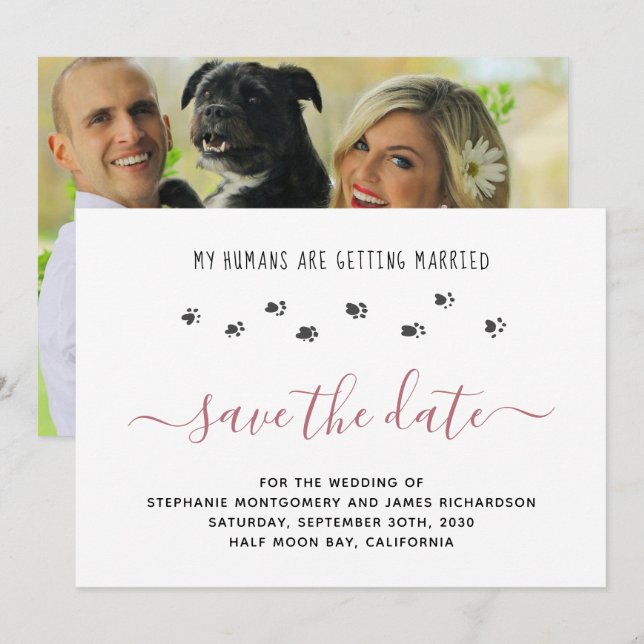 Reserve A Data Diversão Meus Humanos Casando Foto de Casamento de (Frente/Verso)