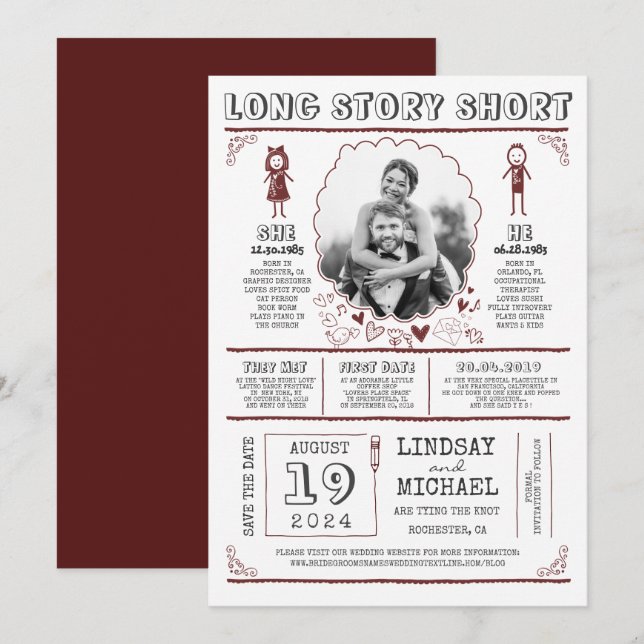 Reserve A Data Divirta-se casual e bonito Salve a foto de data (Frente/Verso)