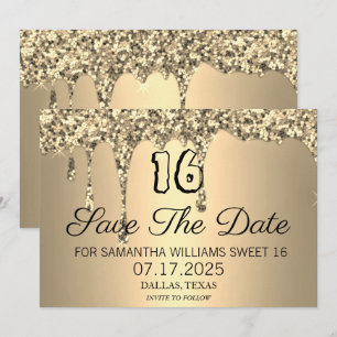 Reserve A Data Doce 16 Bebidas com Glitter Sparkle Dourado de Ani
