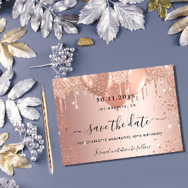 Reserve A Data Doce 16 rosa dourado pingando balões