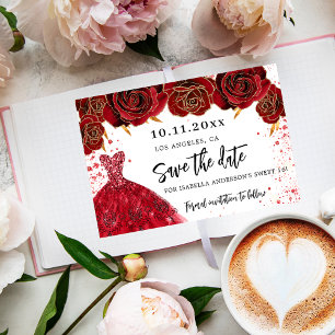 Reserve A Data Doce 16 vestido de ouro preto florais glamorosos