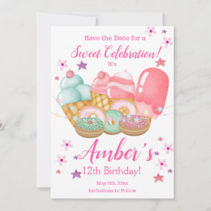 Reserve A Data Doce Sorvete, Rosquinha Aniversário, Qualquer Idad