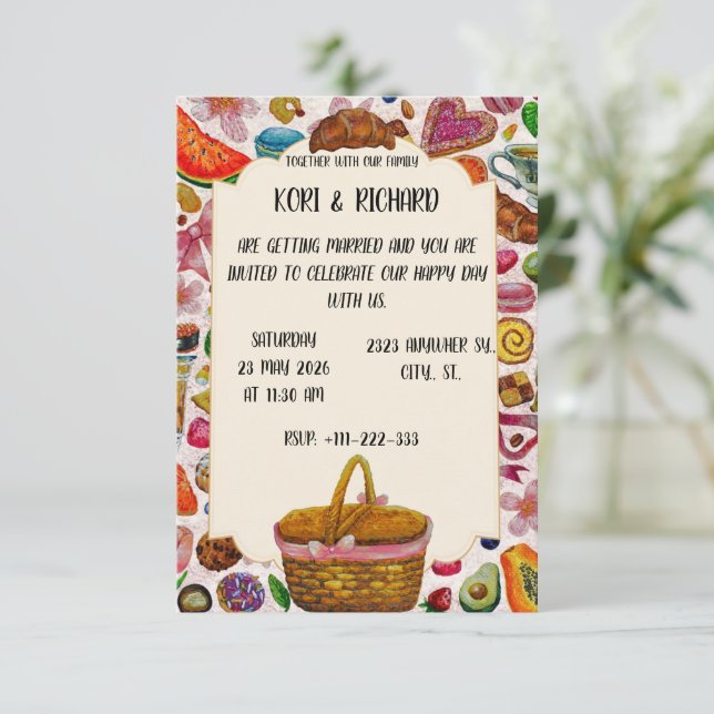 Reserve A Data Doces Confeções Pastel Adorável (Em pé/Frente)