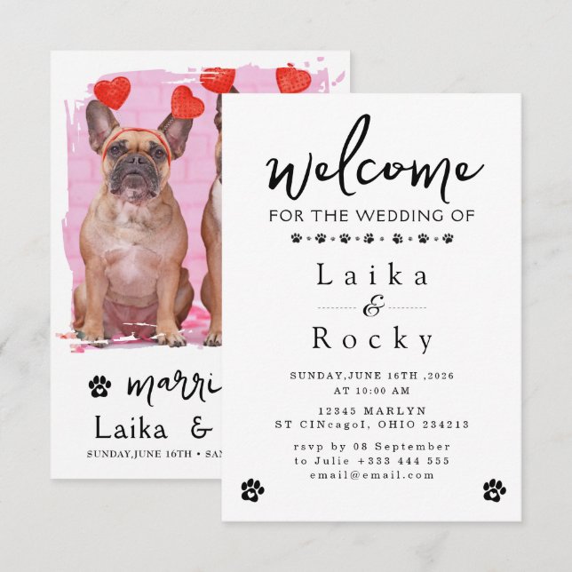 Reserve A Data Dog Wedding Invitation (Frente/Verso)