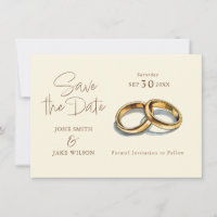Dois anéis de casamento dourados salvam a data