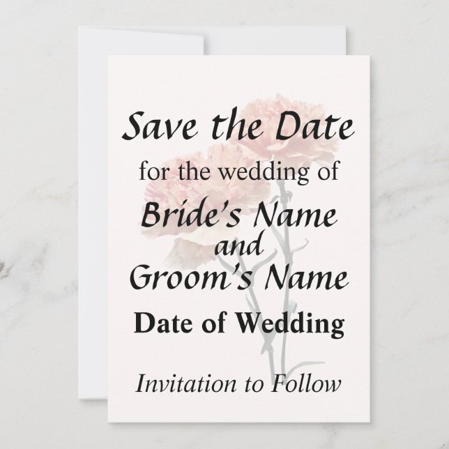 Reserve A Data Dois Cravos Pêssegos e Rosa (Frente)