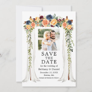 Reserve A Data Dossel de casamento floral misto aquarela foto