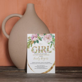 Reserve A Data Dourada inscrição floral chá de fraldas