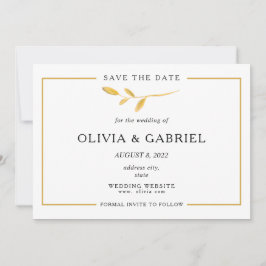 Reserve A Data Dourada ramificação de na moda. Casamento com Tipo