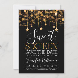 Reserve A Data Dourada Sweet 16 Luzes de String Sparkly Data de S