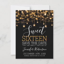 Reserve A Data Dourada Sweet 16 Luzes de String Sparkly Data de S