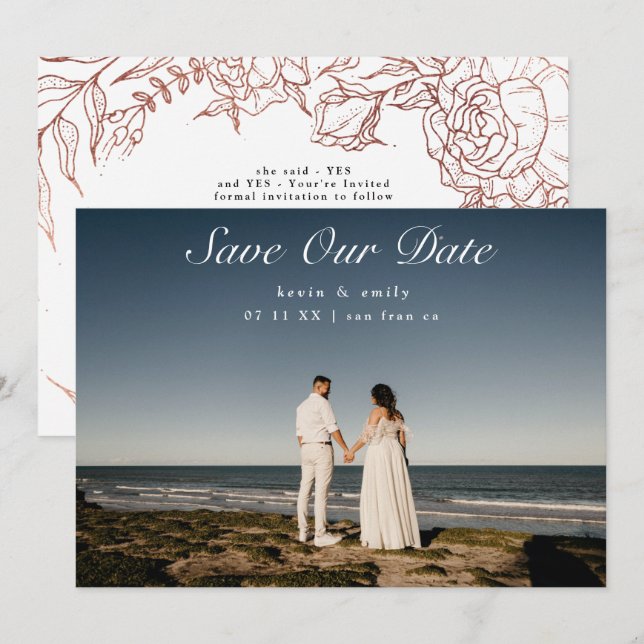 Reserve A Data Dourada Terra Elegante de Foto Clássica Tradiciona (Frente/Verso)