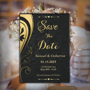 Reserve A Data Dourado Casamento Negro E Personalização De Aniver