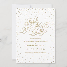 Reserve A Data Dourado Glitter Confetti Stars Rico Salvar a Data